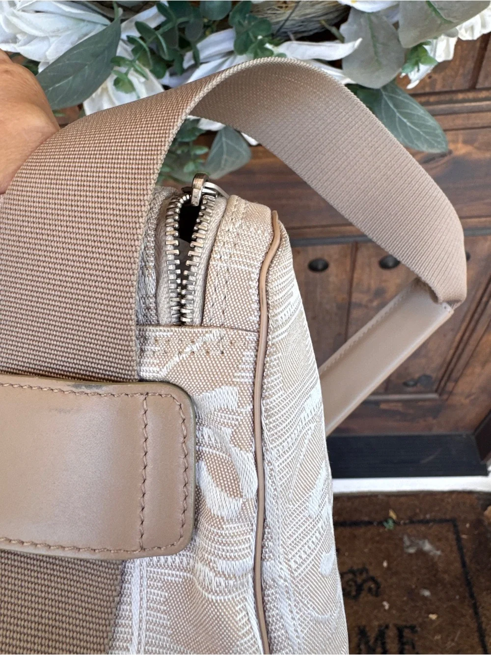 Authentic Vintage Chanel Beige Monogram Nylon Backpack